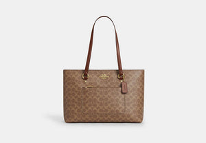 Station Tote Bag In Signature Canvas - Gold/Tan/Brown