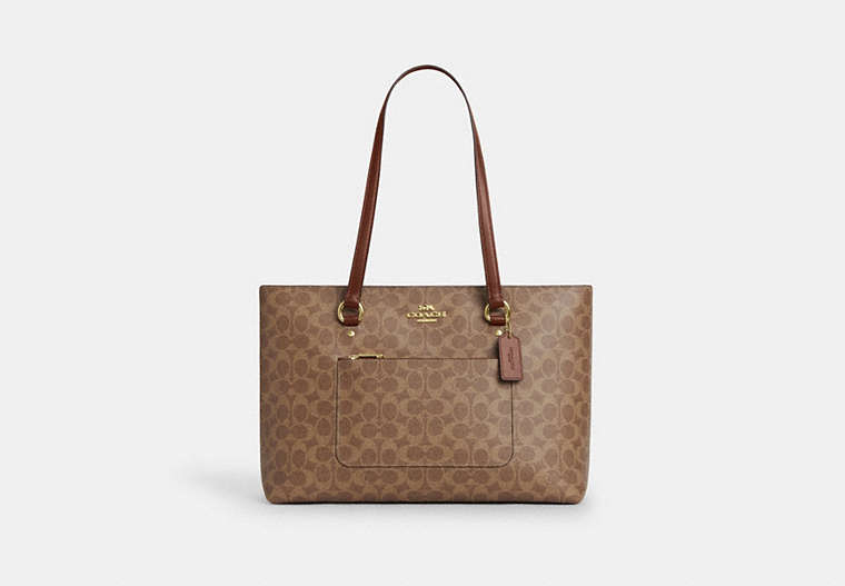 Station Tote Bag In Signature Canvas - Gold/Tan/Brown
