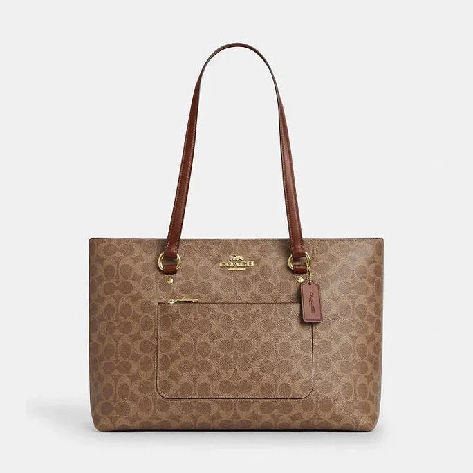 Coach Station Tote Bag In Signature Canvas Signature Canvas-Gold-Tan-Brown