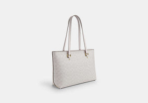Station Tote Bag In Signature Canvas - Gold/White/Chalk
