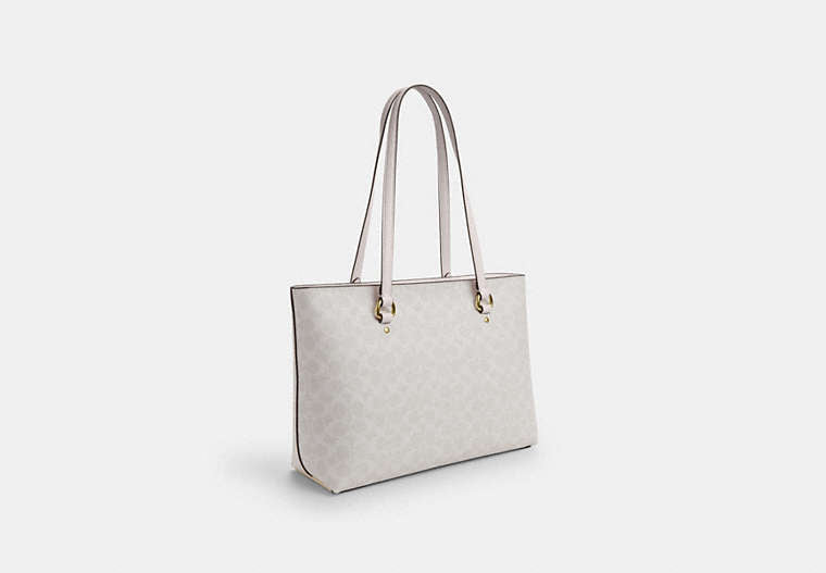 Station Tote Bag In Signature Canvas - Gold/White/Chalk