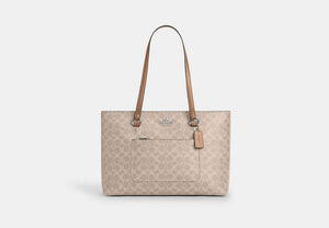 Station Tote Bag In Signature Canvas - Silver/Sand/Taupe