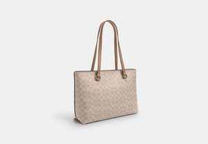 Station Tote Bag In Signature Canvas - Silver/Sand/Taupe