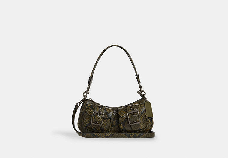 Ashton Bag With Snake Print - Gunmetal/Olive Multi