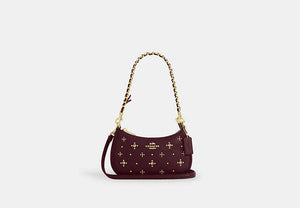 Teri Mini Crossbody Bag With Crystals - Gold/Dark Wine