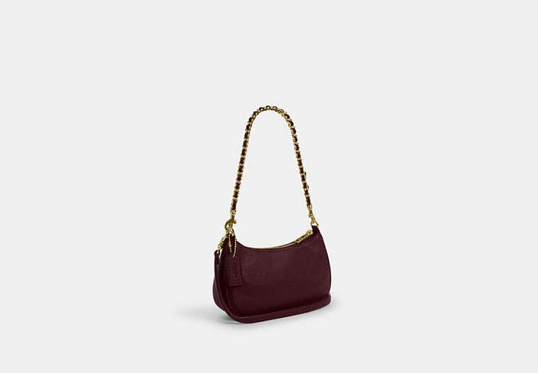 Teri Mini Crossbody Bag With Crystals - Gold/Dark Wine