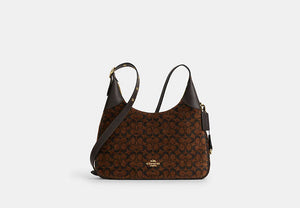 Ella Shoulder Bag In Signature Chenille - Gold/Truffle