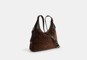 Ella Shoulder Bag In Signature Chenille - Gold/Truffle