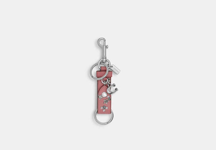 Trigger Snap Bag Charm With Star Print - Silver/Dusty Pink Multi