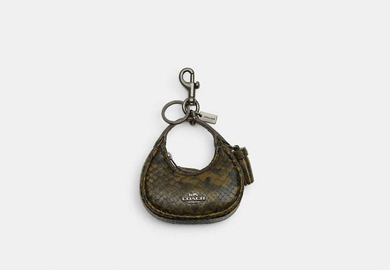 Carmen Bag Charm With Snake Print - Gunmetal/Olive Multi