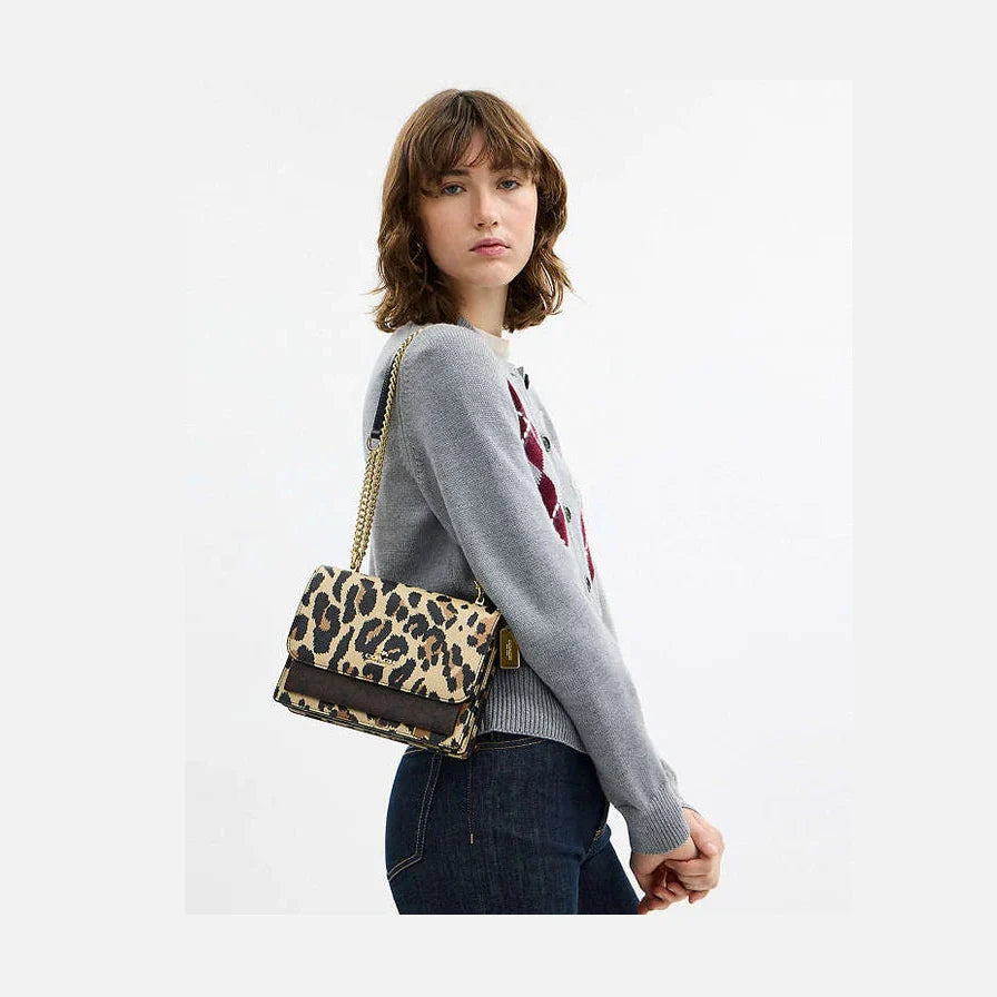 Coach Klare Crossbody Bag With Leopard Print And Signature Canvas Pebbled Leather-Im-Leopard-Walnut Multi