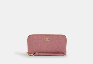 Long Zip Around Wallet - Gold/Peony