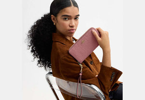Long Zip Around Wallet - Gold/Peony