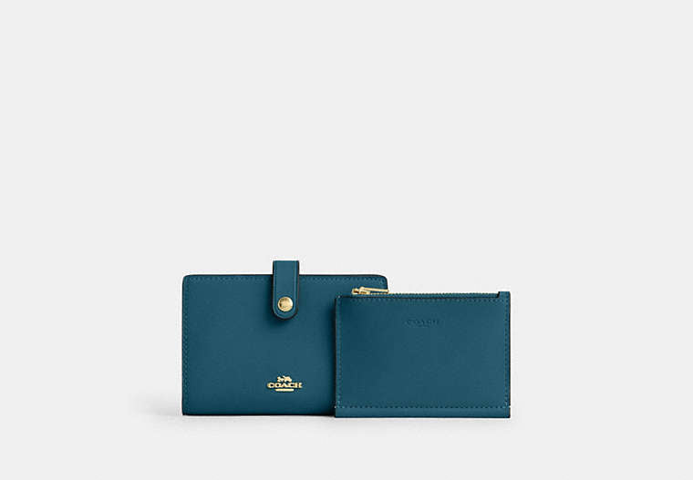 2-In-1 Wallet In Signature Chenille - Gold/Teal Ink