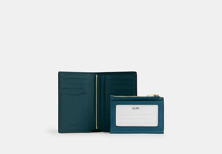 2-In-1 Wallet In Signature Chenille - Gold/Teal Ink