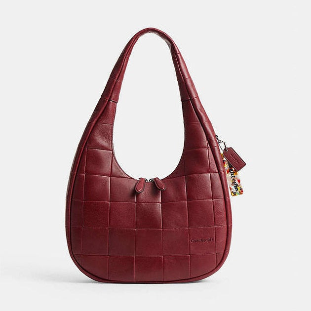 Coach Alter/Ego Crescent Shoulder Bag In Checkerboard Upcrafted Leather Dark Ruby