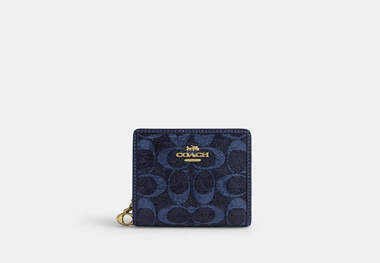 Snap Wallet In Signature Chenille - Gold/Navy