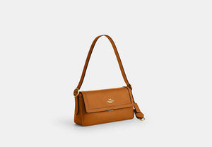 Etta Small Flap Shoulder Bag - Gold/Brown