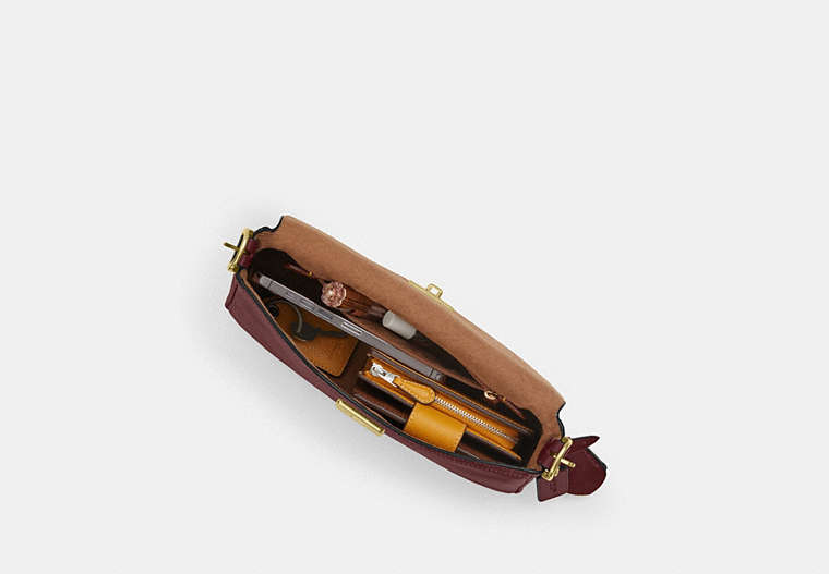 Etta Small Flap Shoulder Bag - Gold/Maroon