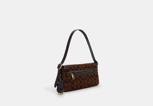 Etta Small Flap Shoulder Bag In Signature Chenille - Gold/Truffle