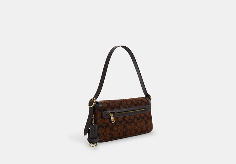 Etta Small Flap Shoulder Bag In Signature Chenille - Gold/Truffle