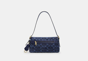 Etta Small Flap Shoulder Bag In Signature Chenille - Gold/Navy