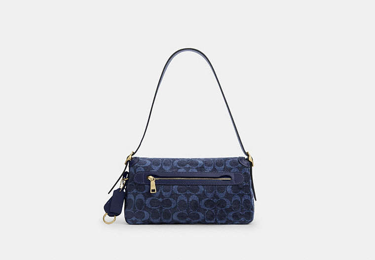 Etta Small Flap Shoulder Bag In Signature Chenille - Gold/Navy