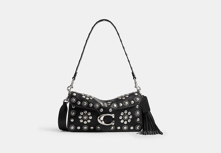 Tabby Shoulder Bag 26 With Signature Beading - Silver/Black