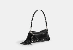Tabby Shoulder Bag 26 With Signature Beading - Silver/Black