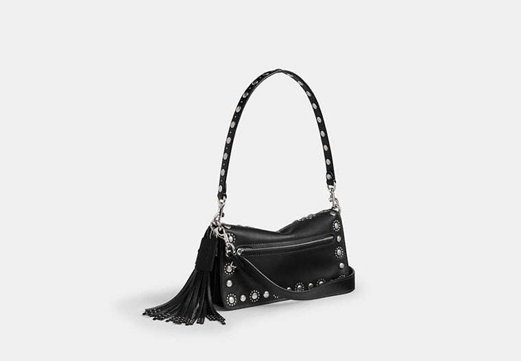 Tabby Shoulder Bag 26 With Signature Beading - Silver/Black