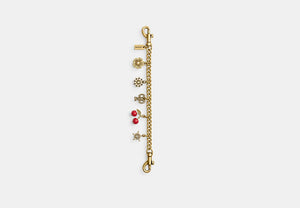 Crystal Motif Chain Bag Charm - Brass/Multi