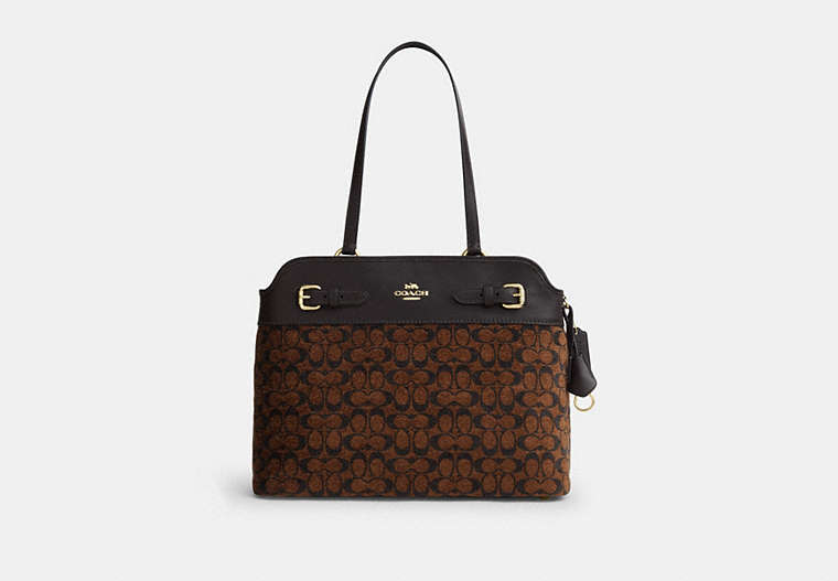 Easton Tote Bag In Signature Chenille - Gold/Truffle
