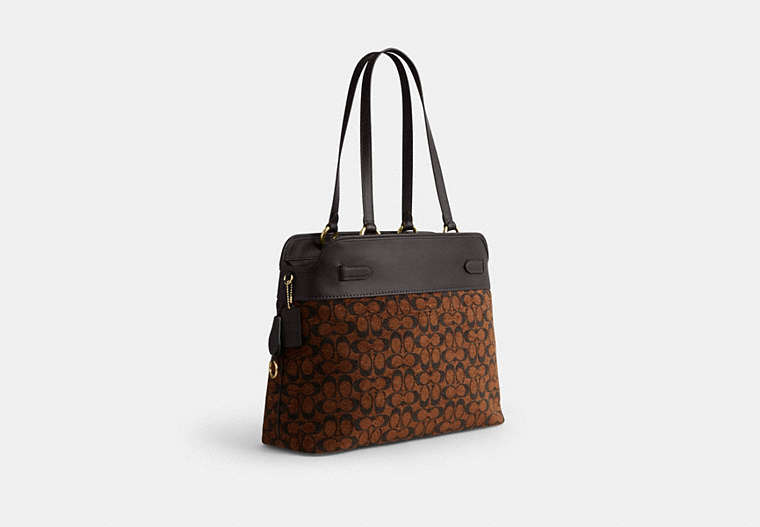 Easton Tote Bag In Signature Chenille - Gold/Truffle
