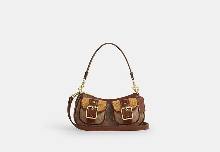 Ashton Bag With Signature Canvas - Gold/Tan/Vintage Brown