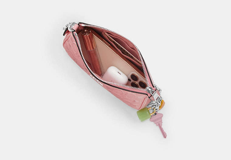 Nolita 19 In Signature Leather With Heart Charm - Silver/PINK