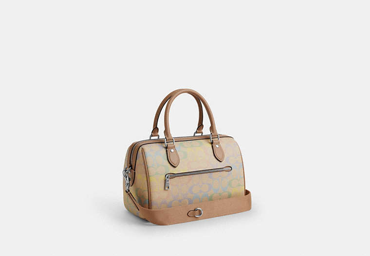 Rowan Satchel Bag In Rainbow Signature Canvas - Silver/SAND MULTI