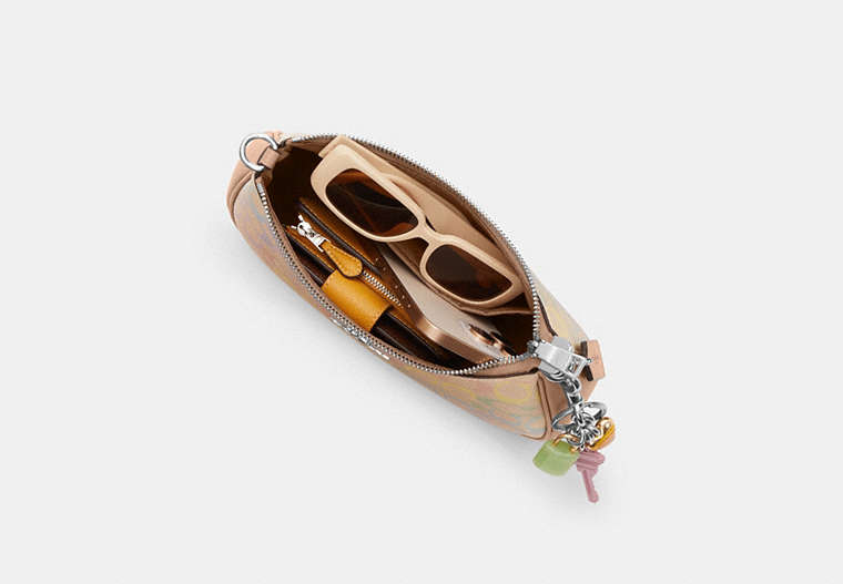 Teri Shoulder Bag In Rainbow Signature Canvas - Silver/SAND MULTI