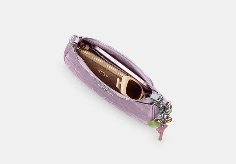 Teri Shoulder Bag In Signature Leather With Heart Charm - Silver/LIGHT VIOLET