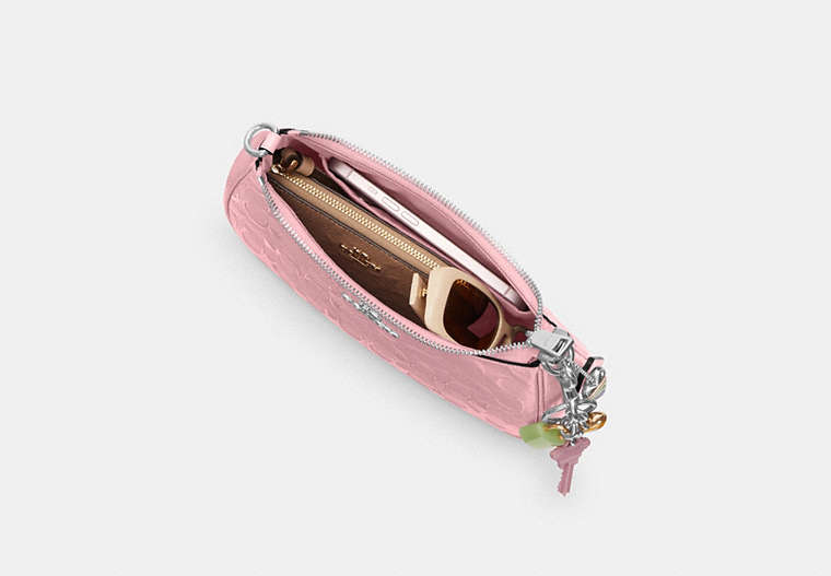 Teri Shoulder Bag In Signature Leather With Heart Charm - Silver/PINK