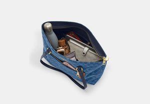 Station Tote Bag In Signature Denim - Gold/Indigo