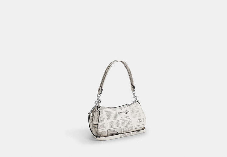 Ashton Shoulder Bag With Newspaper Print - Silver/Chalk Multi