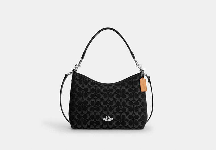 Laurel Shoulder Bag In Signature Denim - Silver/Black