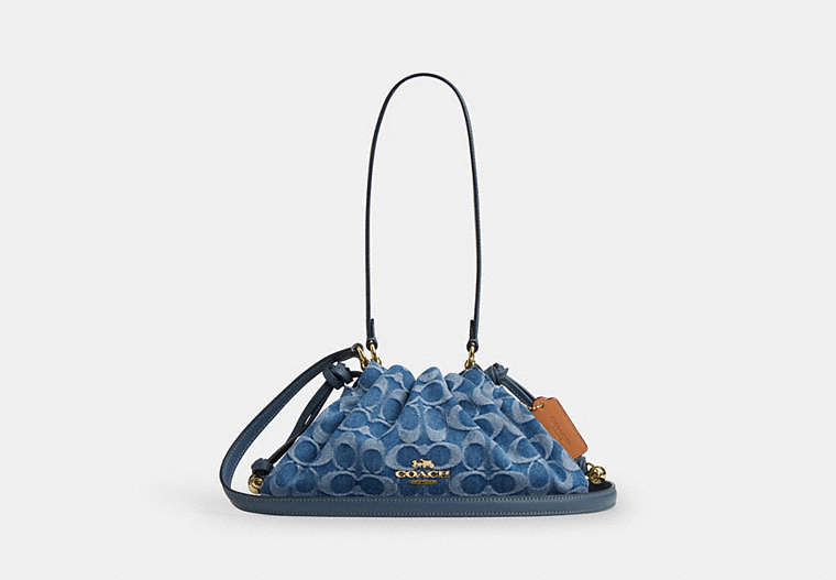 Faye Shoulder Bag In Signature Denim - Gold/Indigo