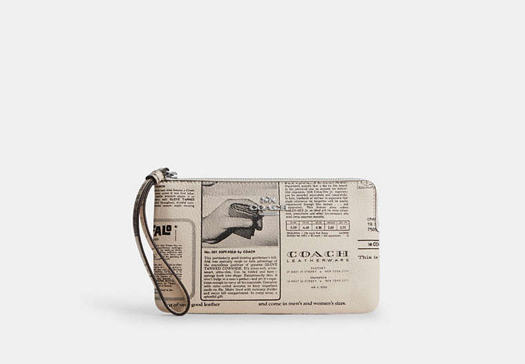 Large Corner Zip Wristlet - Silver/Chalk Multi