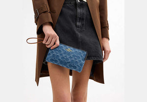Large Corner Zip Wristlet - Gold/Indigo