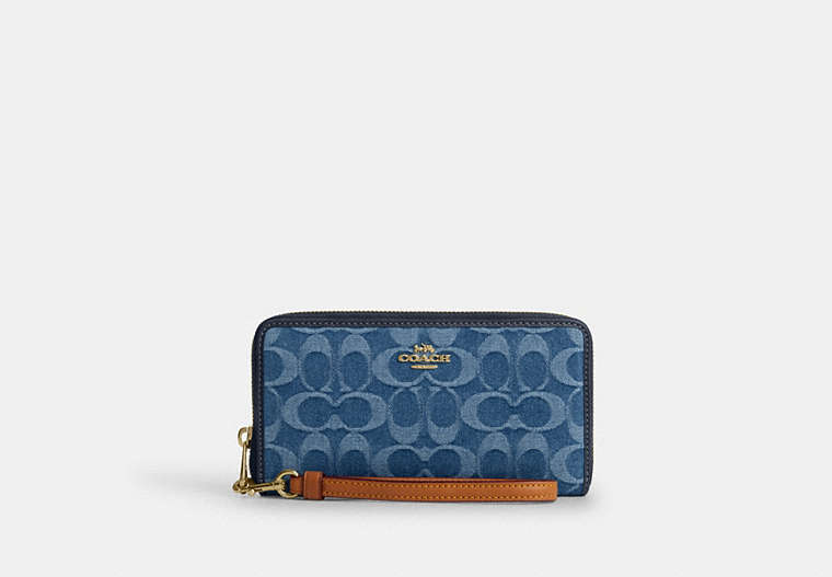 Long Zip Around Wallet - Gold/Indigo