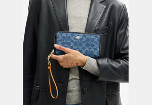 Long Zip Around Wallet - Gold/Indigo