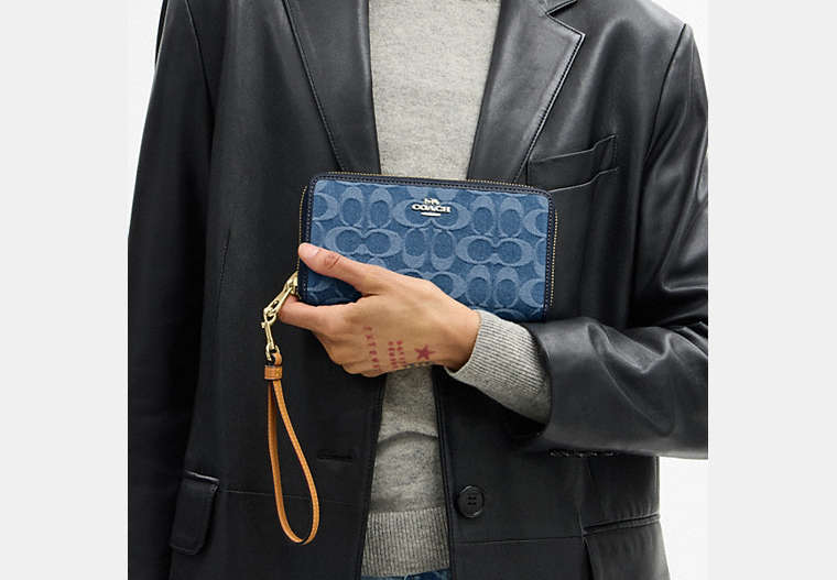 Long Zip Around Wallet - Gold/Indigo