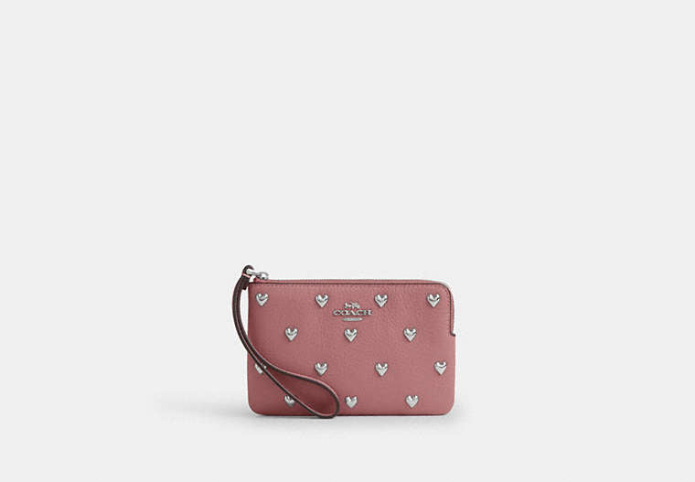 Corner Zip Wristlet - Silver/PEONY