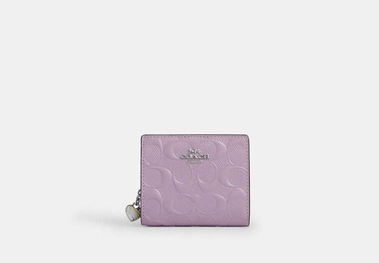 Snap Wallet In Signature Chenille - Silver/LIGHT VIOLET